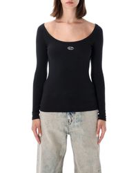 DIESEL - Slim-Fit Long Sleeve Scoop Neck Top - Lyst
