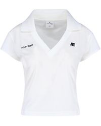 Courreges - Logo V-Neck Polo Shirt - Lyst