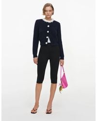 Self-Portrait - Alpaca-Wool Blend Snap Popper Down-Front Sweater Dress With Removable Shoulder Pads & Pockets - Lyst