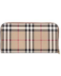 Burberry - Check Pattern Zip-Around Wallet - Lyst