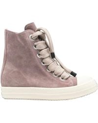 Rick Owens - Leather High-Top Sneakers With Front Lace-Up And Side Zip - Lyst