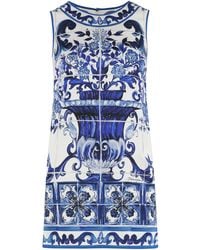Dolce & Gabbana - Dolce & Gabbana Printed Silk Top - Lyst
