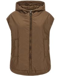 Max Mara - Integrated Hood Padded Jacket With Front Zip And Welt Pockets - Lyst