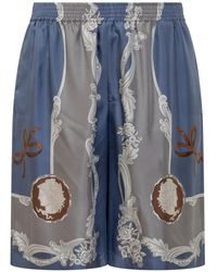 Versace - Silk Cameo Mini Shorts - Lyst
