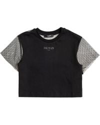 Balmain - Mini Tulle Sleeve Top With Front Logo - Lyst