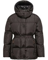 Moncler - Down-Filled Water-Repellent Nylon Hooded Coat With Detachable Hood, Elastic Waist & Belt - Lyst