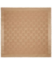 Gucci - Wool And Silk Jacquard Shawl With Gg Pattern - Lyst