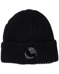 C.P. Company - Lens-Detail Mini Beanie With Ribbed Cuff, 100% Wool - Lyst
