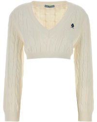 Prada - Knitted V Neck Sweater - Lyst