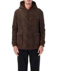 S.W.O.R.D - Eco-Shearling Hooded Jacket With Suede-Effect Finish - Lyst
