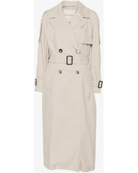 Max Mara - Water-Repellent Cotton Twill Trench Jacket With Wide Lapel Collar, Raglan Cuffs & Matching Belt - Lyst