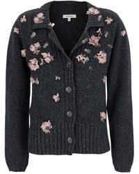Markgong - Wool-Silk Cardigan With Beaded Detail, V-Neck Button Front - Lyst