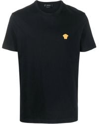 Versace - T-Shirt With Iconic Logo Embroidered On The Chest - Lyst