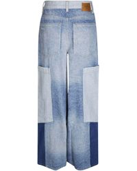 Ganni - Patchwork Denim Baggy Cargo Jeans For - Lyst