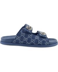 Gucci - All-Over Print Cotton Sandals With Strap Closure - Lyst