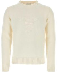 Prada - Ivory Wool Blend Sweater - Lyst