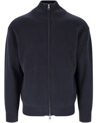 Closed - Ribbed Knit Zip-Up Mock Neck Sweater - Lyst