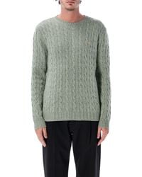 Valentino Garavani - Virgin Wool Cable-Knit Pullover With Vlogo Metal Detail - Lyst
