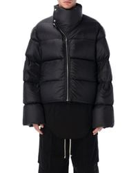 Rick Owens - Down Padded Stand-Up Collar Zip-Up Jacket With Side Button Pockets, Size 48 - Lyst