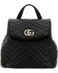 Gucci - Black Leather Mini GG Marmont Backpack - Lyst