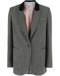 forte_forte - Forte_Forte Single-Breasted Jacket With Velvet Collar And Peak Revers - Lyst