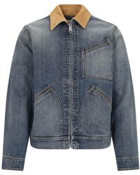 McQueen - Denim Jacket With Shearling Collar - Lyst