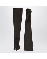 Max Mara - Lambskin Nappa Suede Long Gloves With M Monogram - Lyst