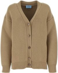 Prada - Cappuccino Wool Blend Oversize Cardigan - Lyst
