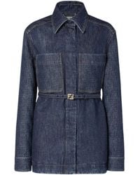 Fendi - Denim Belted Jacket - Lyst