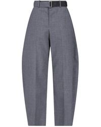 Sacai - High-Waisted Wide-Leg Trousers With Belt - Lyst