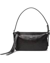 Fendi - Mini Leather Shoulder Bag 14Cm H X 23Cm W X 4Cm D With Crackled Finish, Long Zip Pull And Adjustable Strap - Lyst
