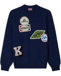 KENZO - Embroidered Sweater With Badges - Lyst