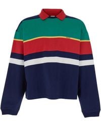 Versace - 'Strips' Multicolored Sweatshirt With Classic Collar Long Sleeves - Lyst