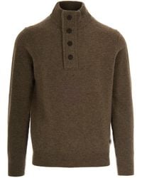 Barbour - Wool Mock Neck Button Placket Sweater - Lyst