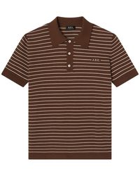 A.P.C. - Striped Short-Sleeve Polo Shirt - Lyst