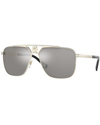 Versace - Square Full Rim, With A Pale Frame And Light Mirror Lens - Lyst