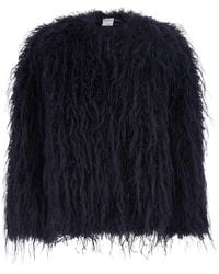 forte_forte - Forte_Forte Crew Neck Shearling Jacket With Hidden Front Closure - Lyst