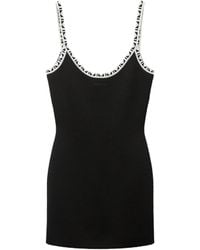 Versace - Embroidered Logo Mini Dress With Round Neckline - Lyst