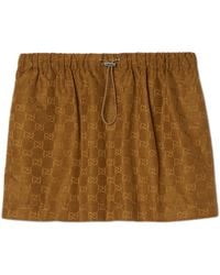 Gucci - Gg Lined Mini Skirt With Drawstring Waist - Lyst