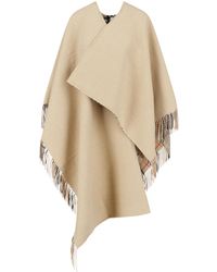 Burberry - Fringed Wool Blend Cape - Lyst