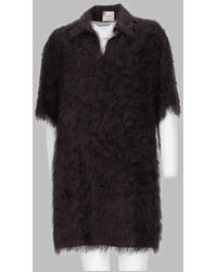 Alysi - Fuzzy Collared Mini Dress - Lyst