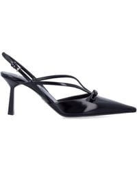 Prada - Brushed Leather Slingback Pumps With Bow & Pointed Toe, 7.5 Cm Heel - Lyst