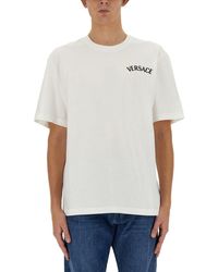 Versace - Luxury Cotton T-Shirt With Logo Embroidered - Lyst