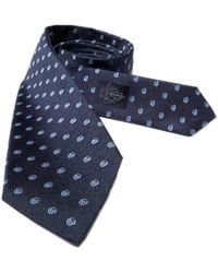 Gucci - Jacquard Silk Tie With Double G And Crest Label Back, W 7 Cm X H 146 Cm - Lyst