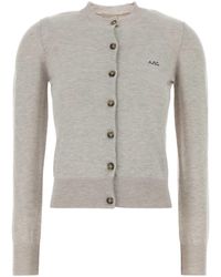 A.P.C. - Melange Wool Blend Rosa Cardigan - Lyst