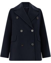 Max Mara - Double-Breasted Wool Jacket With Wide Collar And Metallic Buttons - Lyst