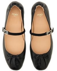 Fendi - Ff-Logo Buckle Bow-Detail Ballet Flats - Lyst