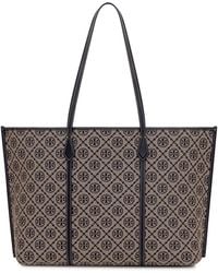 Tory Burch - Tote Handbag With Monogram Motif And Double Handles - Lyst