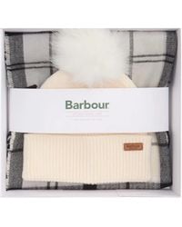 Barbour - Plaid Knit Beanie And Scarf Gift Set - Lyst