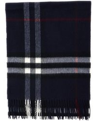 Burberry - Scarf With Fringed Hem And All-Over Check Motif - Lyst